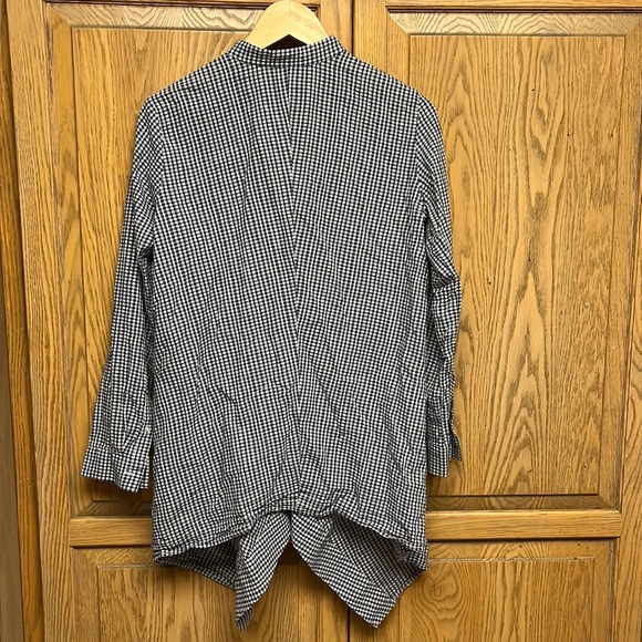 Anne Klein Gingham Plaid Blue Shirt - Picture 3 of 7